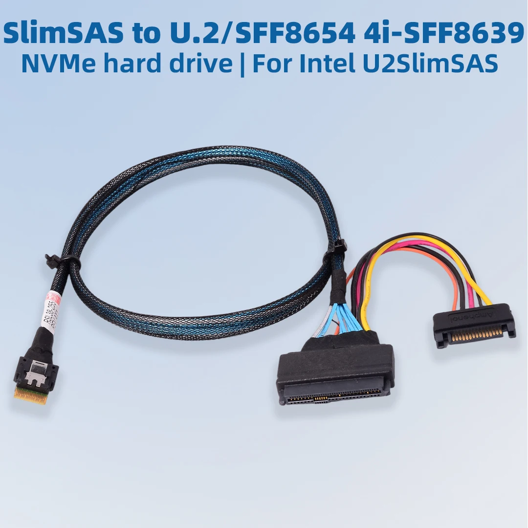 Slimline Kit SFF 8654 To 8639 Solid State NVME Hard Drive SSD Cable 75cm for Intel U2 SlimSAS