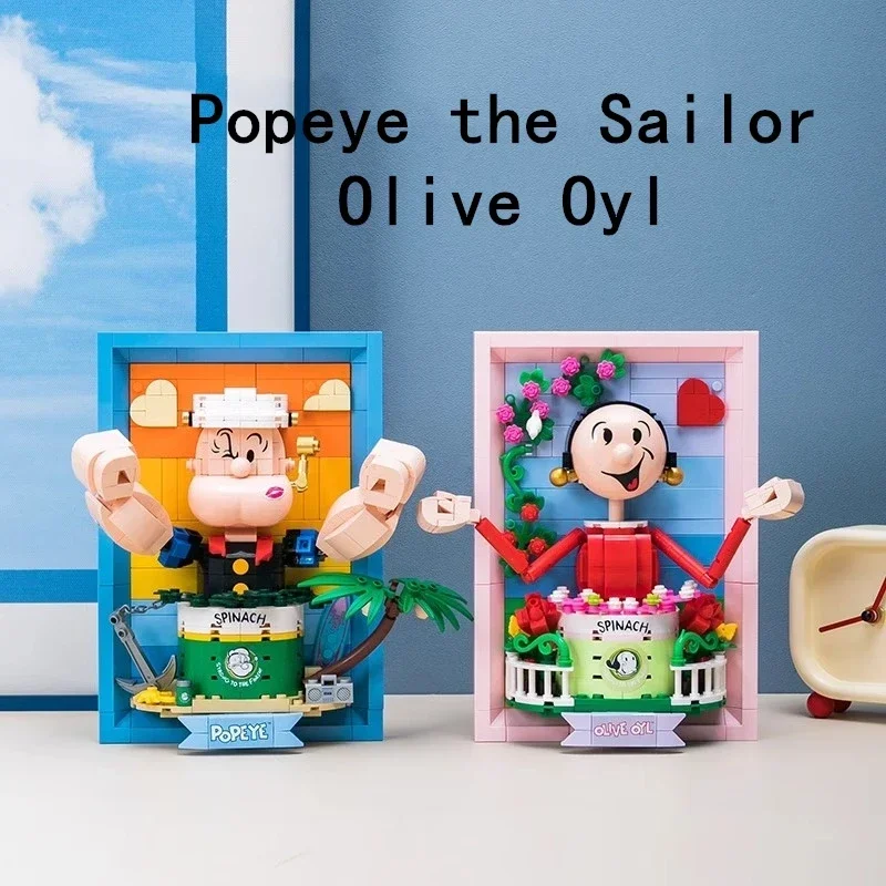 Popeye The Sailor 3D Building Blocks, Popeye The Sailor Olive Oyl Ornamenti da tavolo, Giocattoli per bambini, Regali di Natale