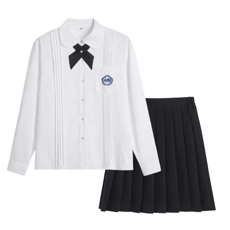 Uniformi scolastiche cinesi per ragazze vestito da marinaio bianco studente Seifuku Jk uniformi gonna Set gonne a pieghe nere cravatta giapponese