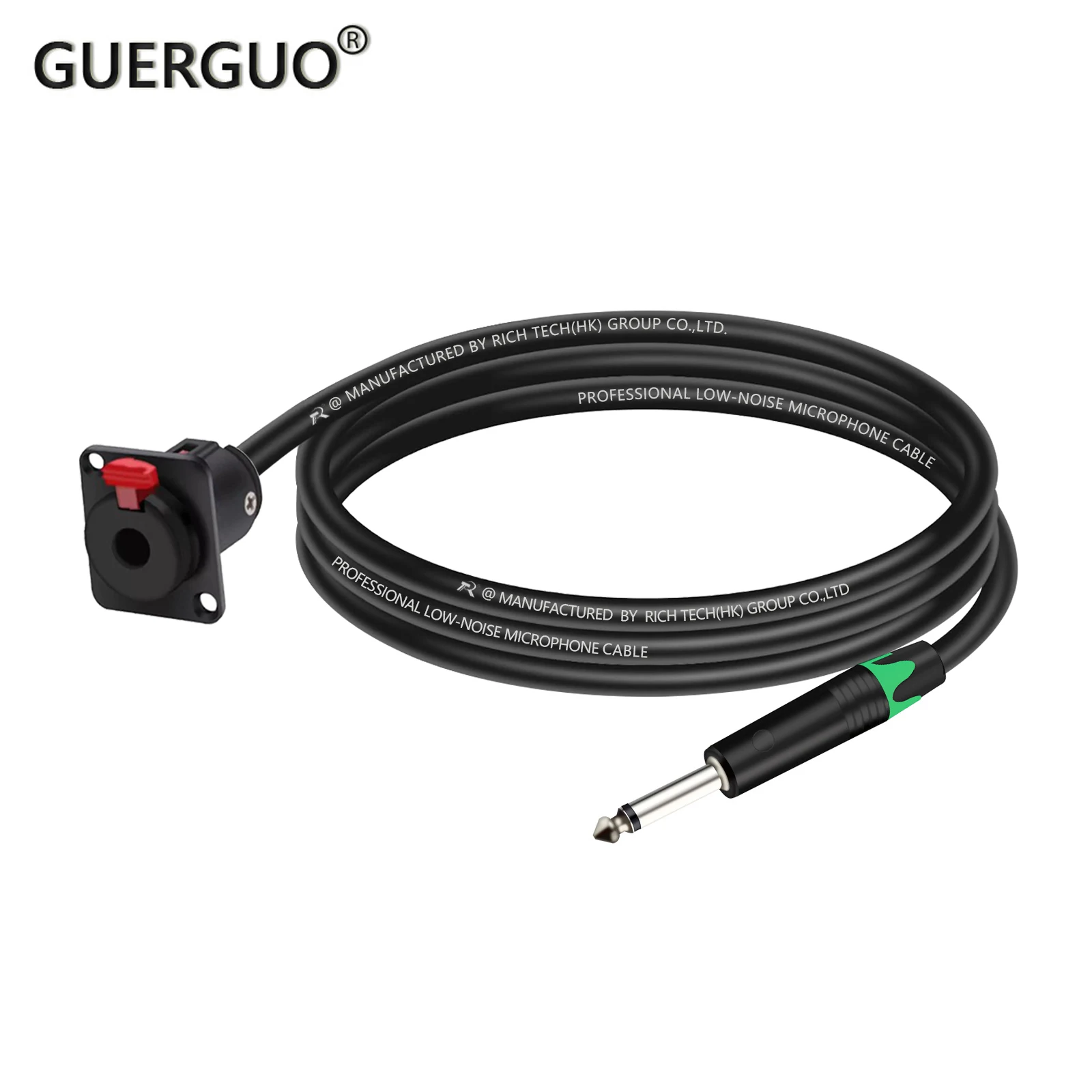 1PC D-Type 1/4 Inch TRS Female Panel Mount to 6.35MM Male Mono Jack Cable Speaker Headphone Extension Adapter Cord 0.2M-15M