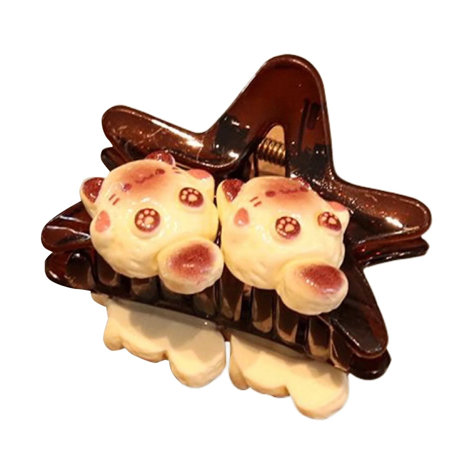 Cute Accessories Hair Claw Clips 3D Cartoon Cat Design for Daily Wear Women Girls Resin Non-Slip Star Shape Hair Jewelry