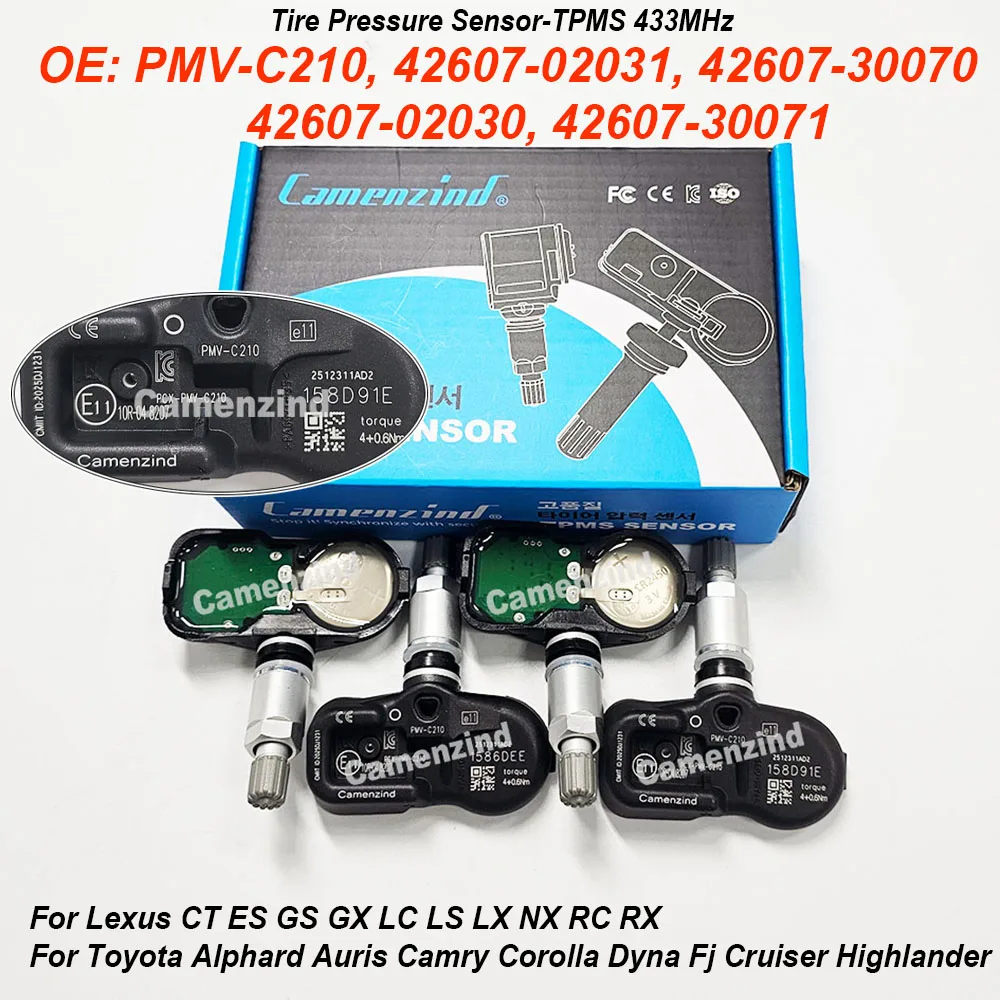4PCS PMV-C210 433MHZ TPMS 42607-02031 42607-02030 42607-30070 42607-30071 Para Toyota Alphard Auris Aygo Camry Corolla Dyna