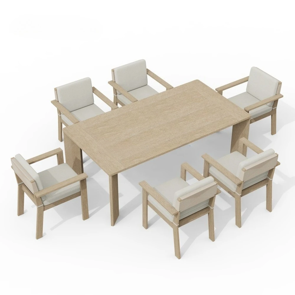 *Wholesale Restaurant Furniture Set Cafe Bar Solid Teak Patio Table And Chairs Wooden Garden Set Outdoor Dining Set