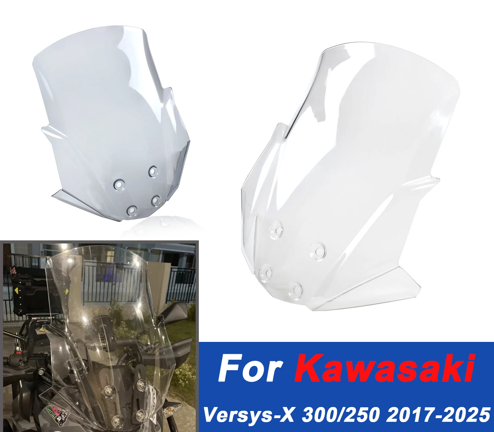 

For Windscreen Deflector for Kawasaki Versys-X 300 250 2017-2025 Air Shield High-Quality Easy Install Motorcycle Accessories