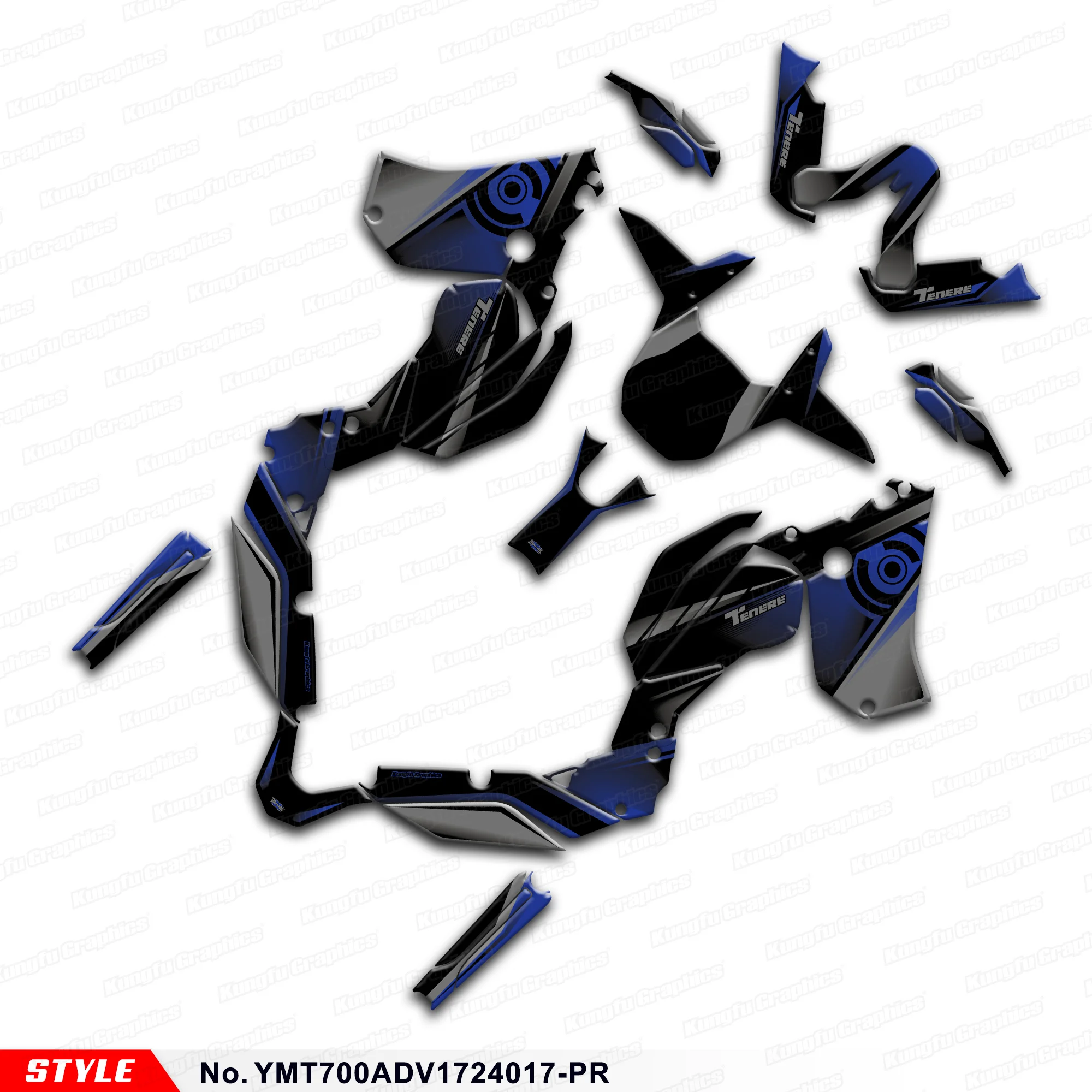 

JY Racing Graphics Kit Vinyl Decal for Yamaha Ténéré 700 Tenere T700 T7 2017-2024, Rebuilding, YMT700ADV1724017-PR