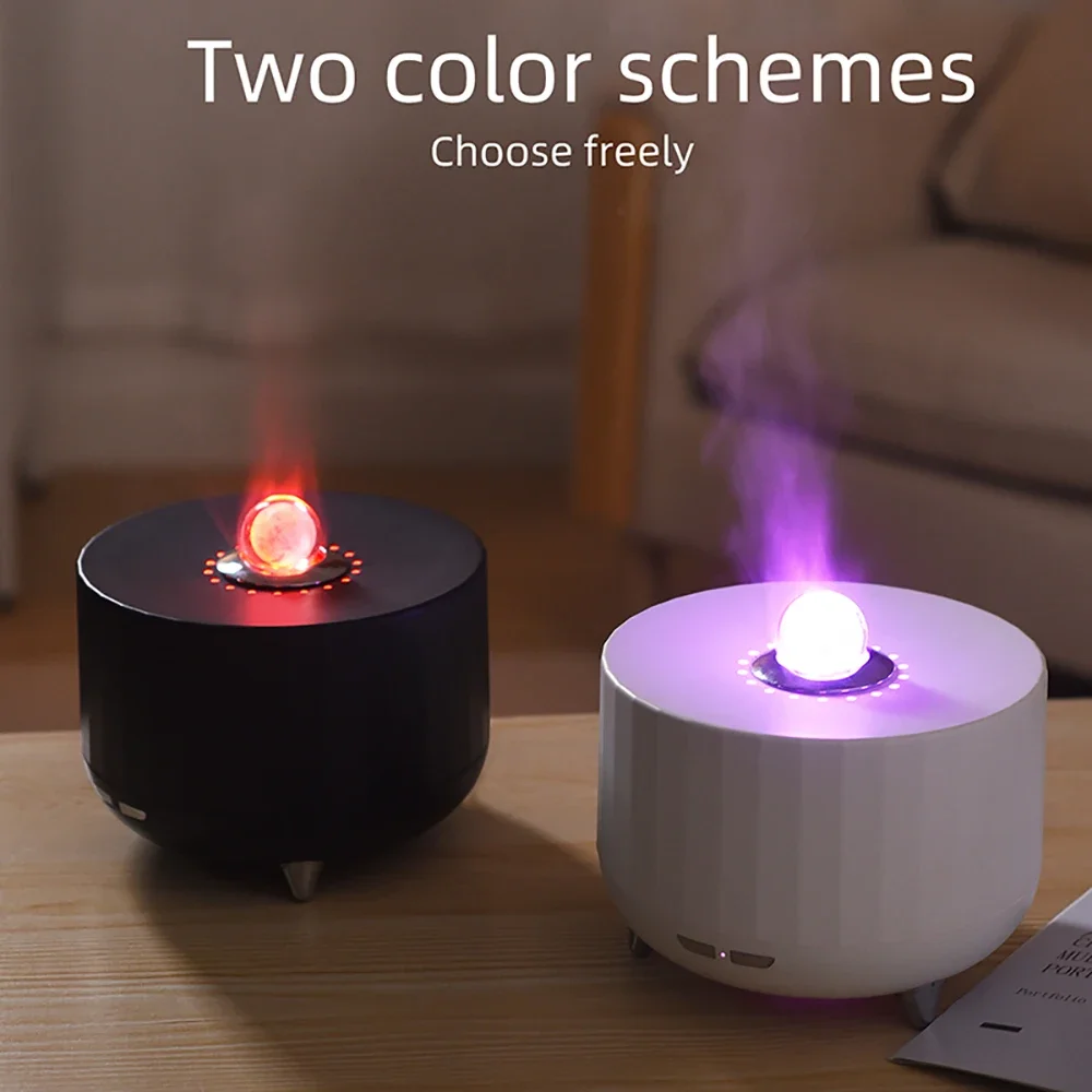 2024 New Simulated Flame Aroma Diffuser Essential Oils Air Humidifier Diffuser with 7 Colorful Lights Remote Control for Home