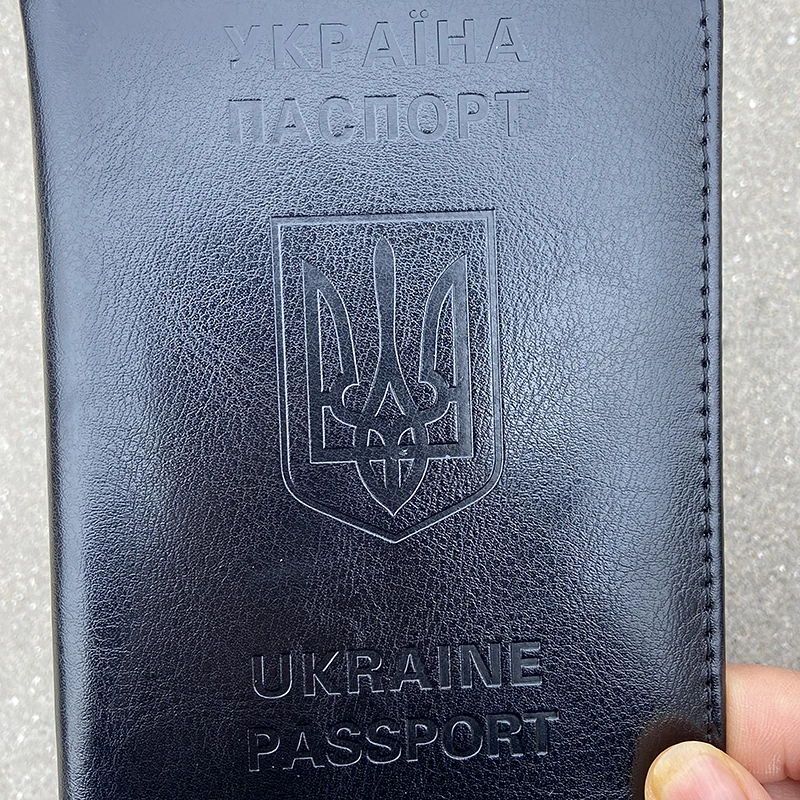 Ukraine Passport Holder Men Black Pu Leather Cover on Passports Travel Wallet Case Passaporte Viagem