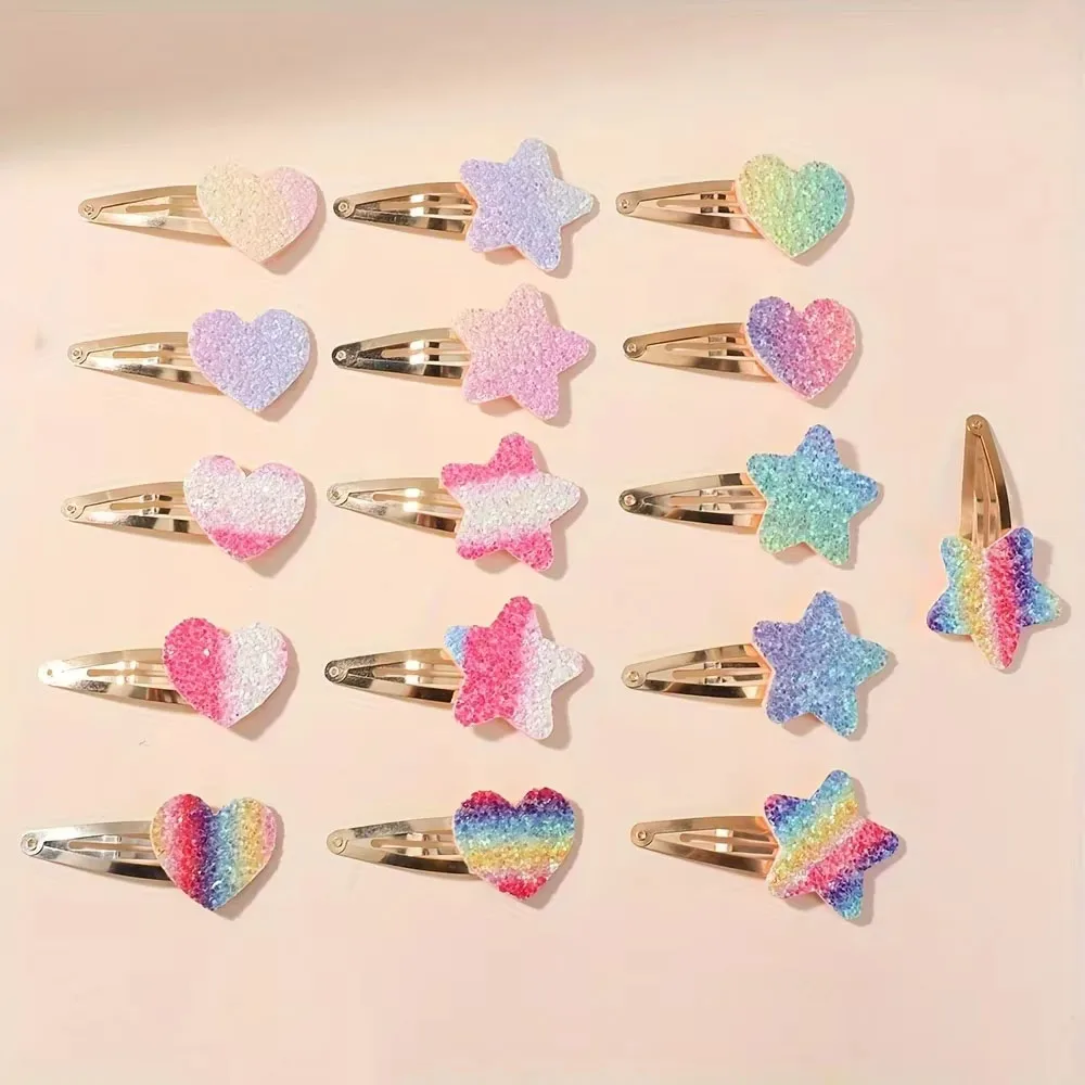 

16pcs set Cute Glitter Heart Love Stars Handmade Hairpins Fashion Cute Girls Headwear Hair Clips Barrettes Hair Accessories