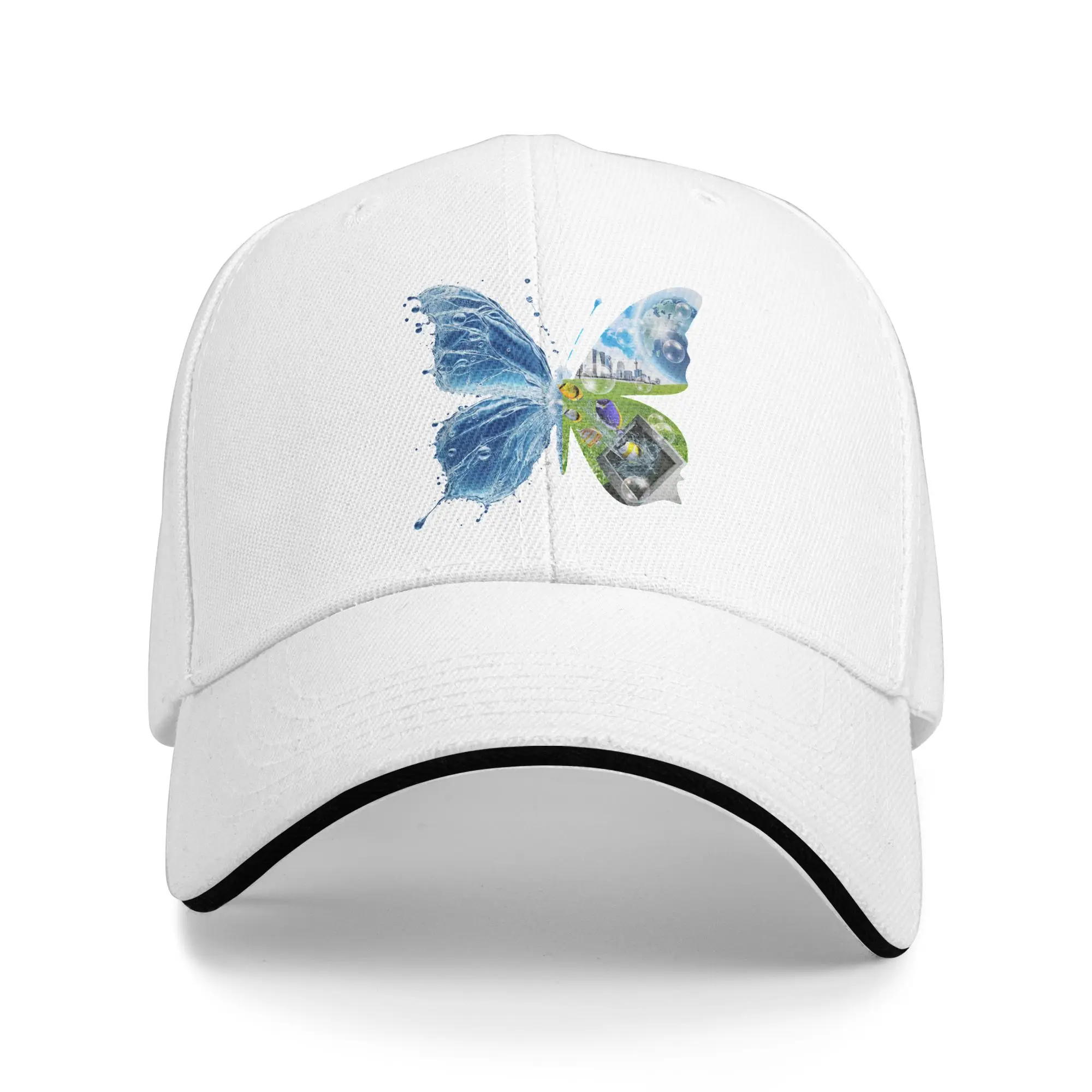 Frutiger Aero Baseball Cap Vintage Aesthetic Butterfly Computer Fishes Scenery Sandwich Hats Men Women Breathable Headwear Sport