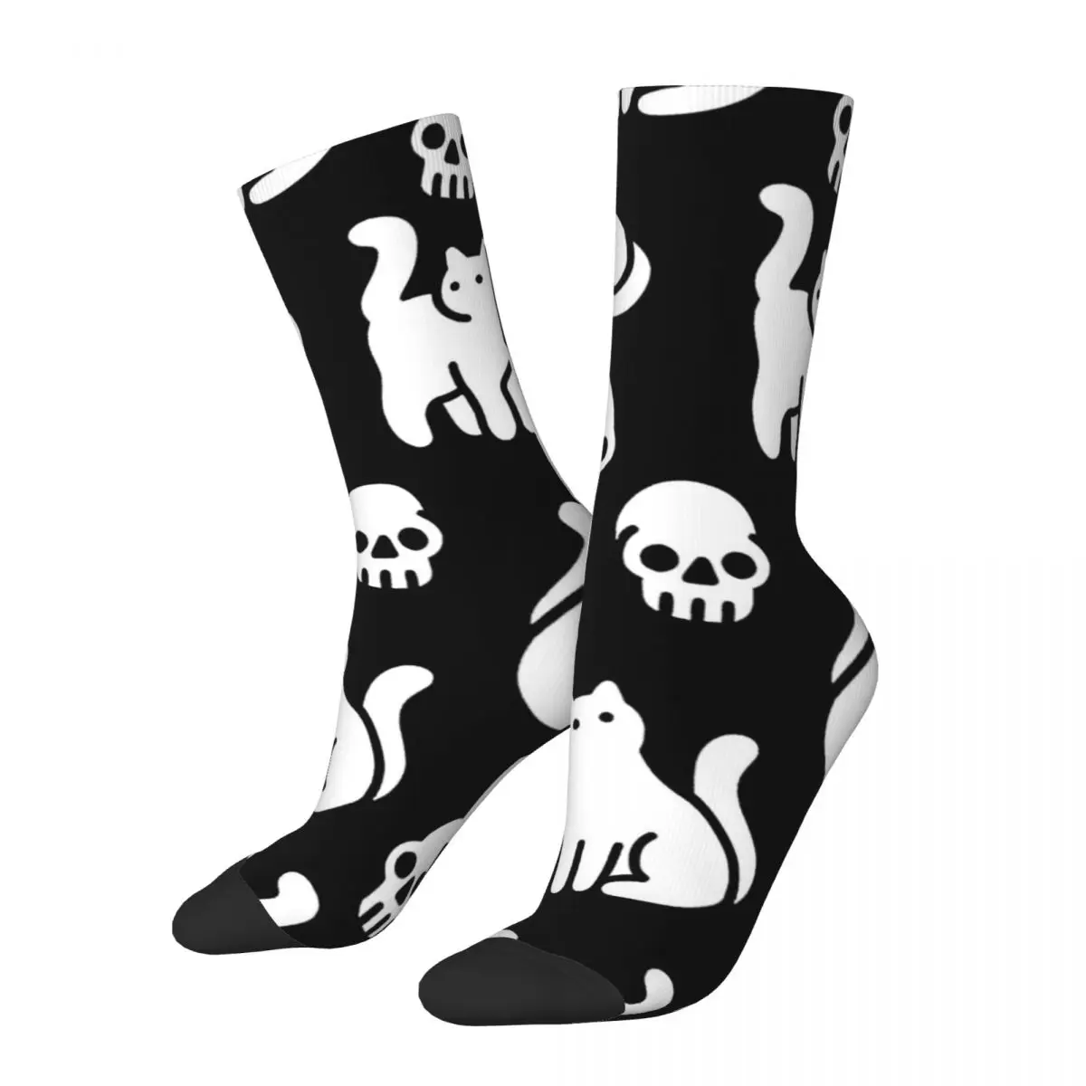 

Hip Hop Retro Cats And Skulls Crazy Men's Socks Skeleton Skull Bone Unisex Harajuku Pattern Printed Happy Crew Sock Boys Gift