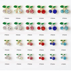 10pcs 3D Sweet Cherry Nail Charm New Metallic Alloy Trendy Glitter Fruit Cherry Nail Jewelry DIY Luxury Nail Accessories