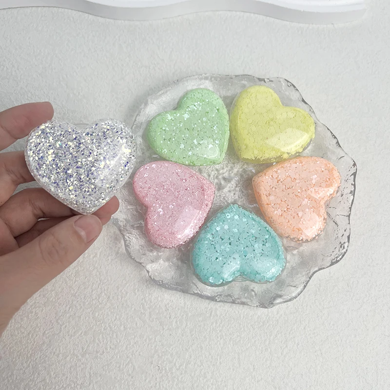 حامل هاتف على شكل قلب لامع جديد، حامل قابل للطي لسطح المكتب كسول، قبضة هاتف على شكل قلب لامع من ماكرون