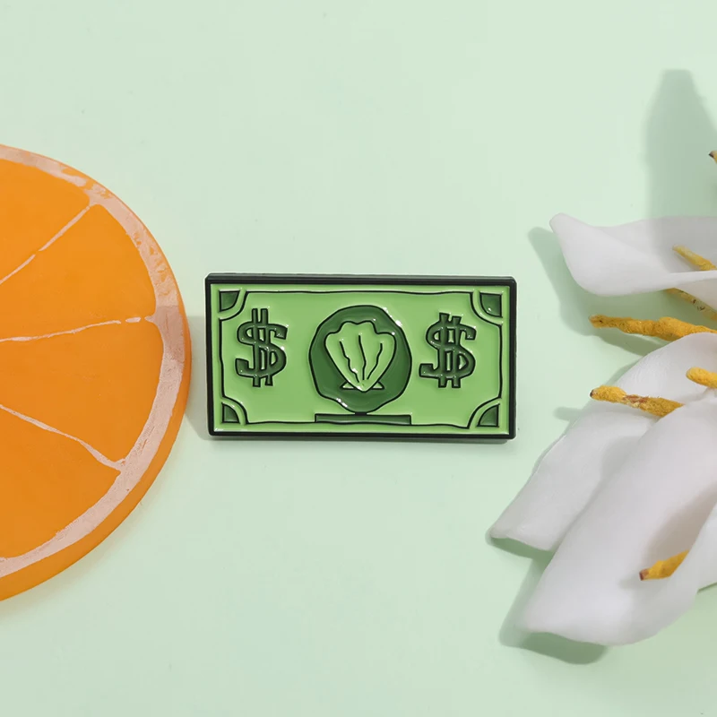 دبابيس أنيمي أوشن صدفة المينا ، دولارات كرتونية ، بروش بطاقة ائتمان نقود ، شارة طية صدر ، هدية مجوهرات للأصدقاء ، أزياء