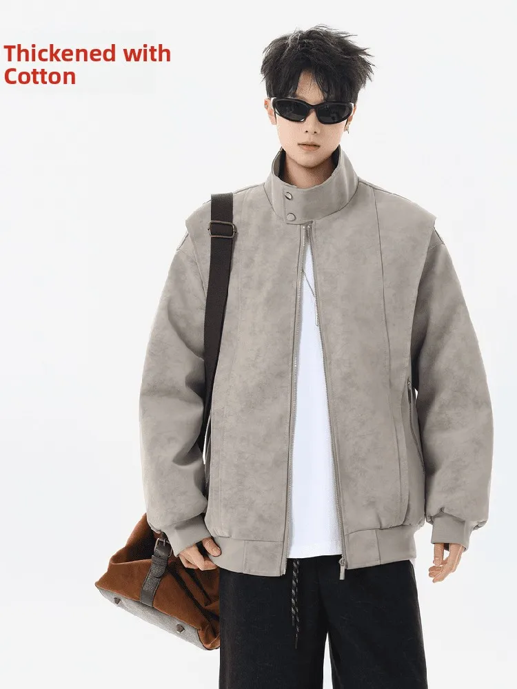 

Waed Casual Loose American Sle Baseball Collar Jaet for Men Spring Autumn Faionable Polyester Fiber Zipper Closure