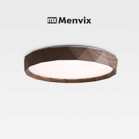 Nordic Walnut Colored Ceiling Light Retro And Minimalist Circular And Minimalist Eye Protection Bedroom Lighting Fixtures