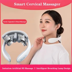 Vibration Neck Masssger Rechargeable Low Frequency Pulse Cervical Massager Smart Electric Neck Massager Hot Compress Massage