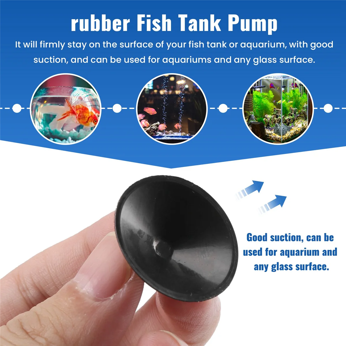 AT77 10 X Pengisap Klip Cangkir Isap 27Mm Karet Hitam untuk Pompa Tangki Ikan Akuarium