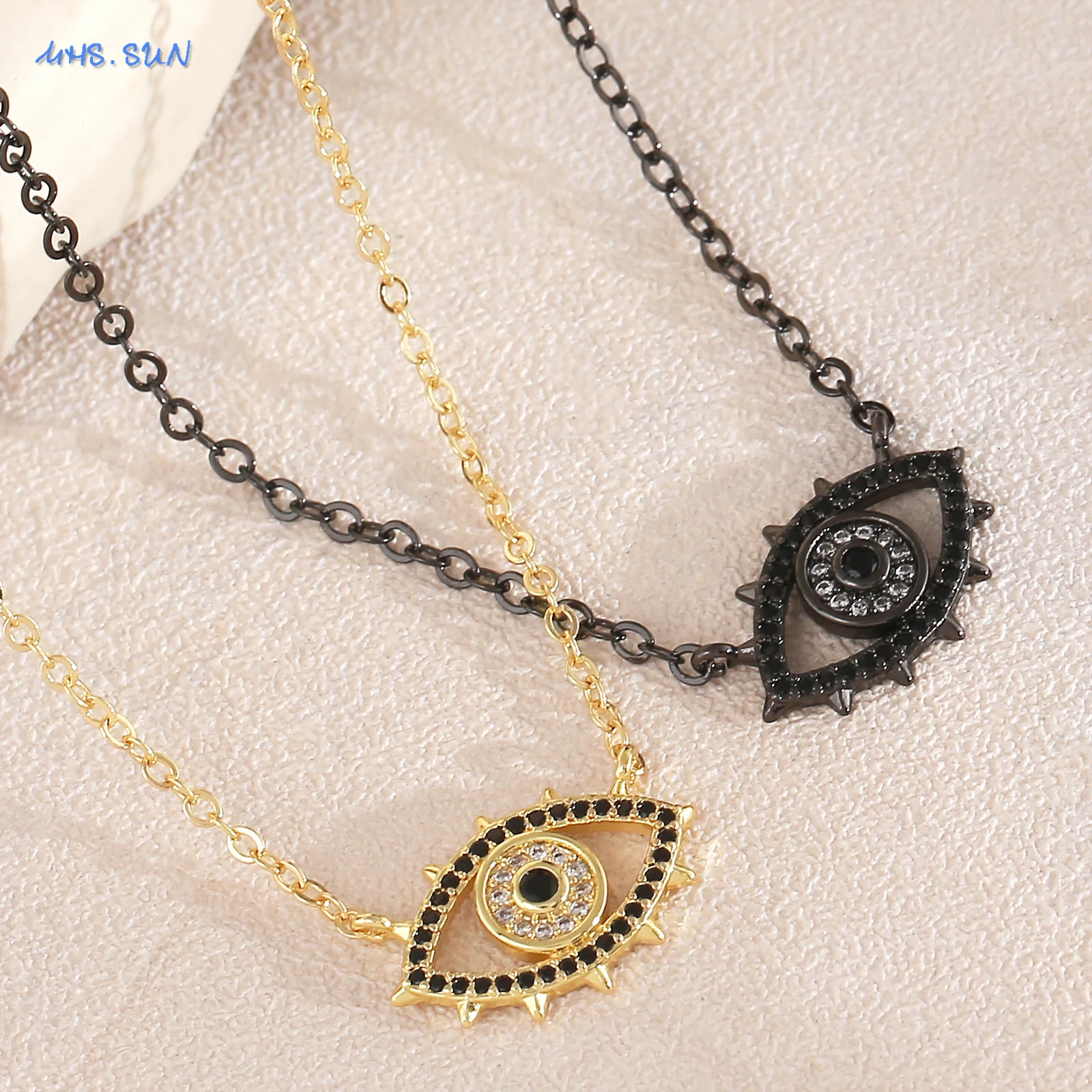 SUNSLL مكعب الزركون التركية عين الشر قلادة القلائد موضة مطلية بالذهب المختنق سلسلة محظوظ مجوهرات هدية للرجال النساء #1