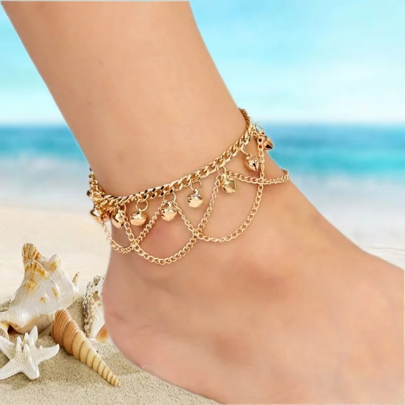 

Fashionable Single-layer Retro Style Small Bell Pendant Alloy Ankle Chain Woman Sandy Beach Jewelry