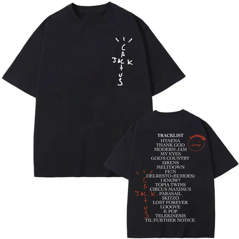 

Cactus Jack UTOPIA Album Print T-shirt Men Women Clothing Fashion Hip Hop T Shirts Summer High Quality Cotton Oversized T-shirts