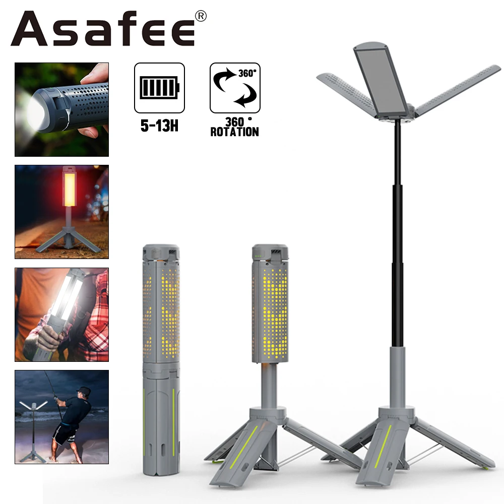 

Asafee KXK-2086 Outdoor Camping Light 720 Degrees Infinite Steering Multi-Scene All-Terrain Folding 3*Led Camping Light