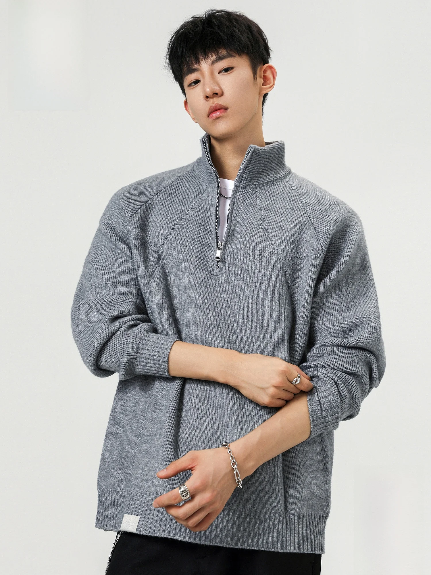 

PaulFrank Loose Fit f Zip Knitted Sweater for Men Autumn Winter Casual Sle Big Mouth Monkey Pattern Soft Acrylic Long Sl...