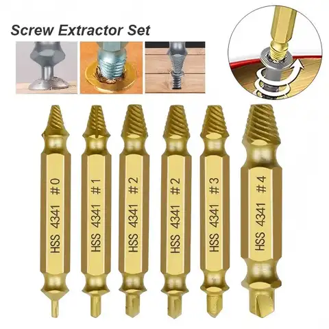 High Speed Steel HSS Drill Bit Screw Extractor Set - Stripped Broken Remover Kit Small Power Tools for Quick And Easy Removal