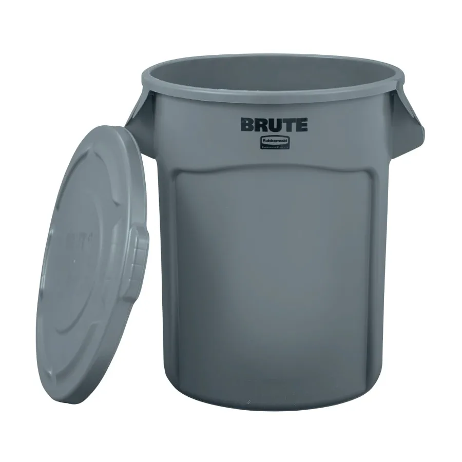 

Rubbermaid Brute 32-Gallon Heavy-Duty Trash Can with Secure Lid for Outdoor and Indoor Use, Durable Grey Rubber Construction, S