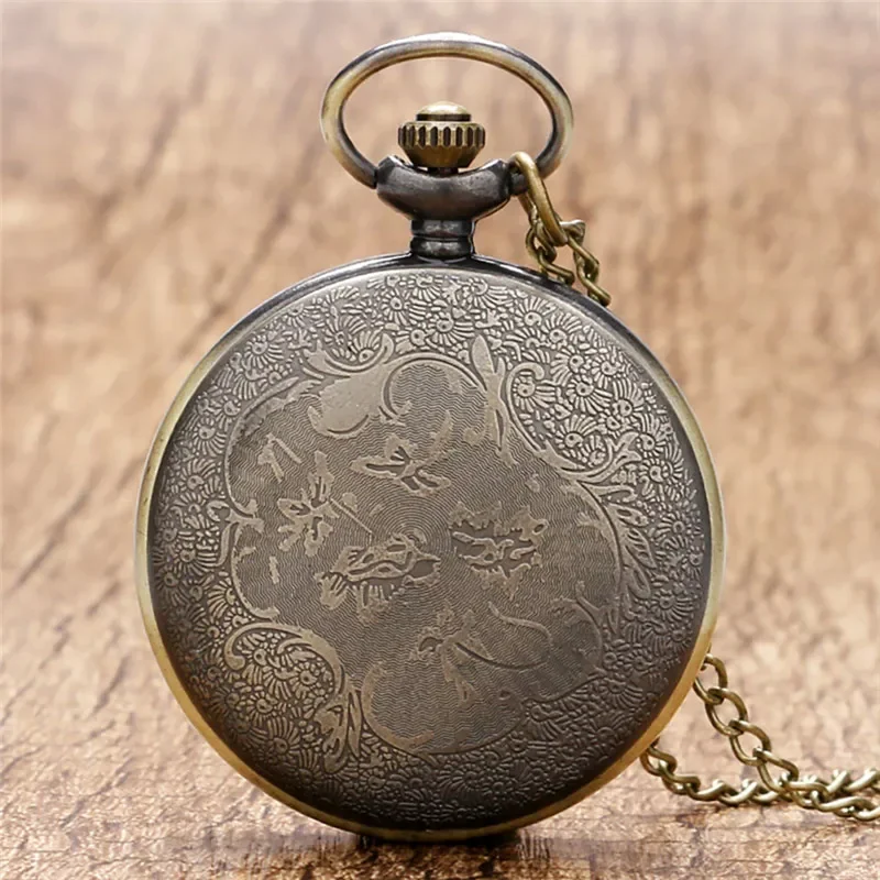 Retro Bronze 3D Car Pattern Full Hunter Necklace Chain Quartz Pocket Watch for Men Women Pendant Fob Watches Vintage Gifts Reloj