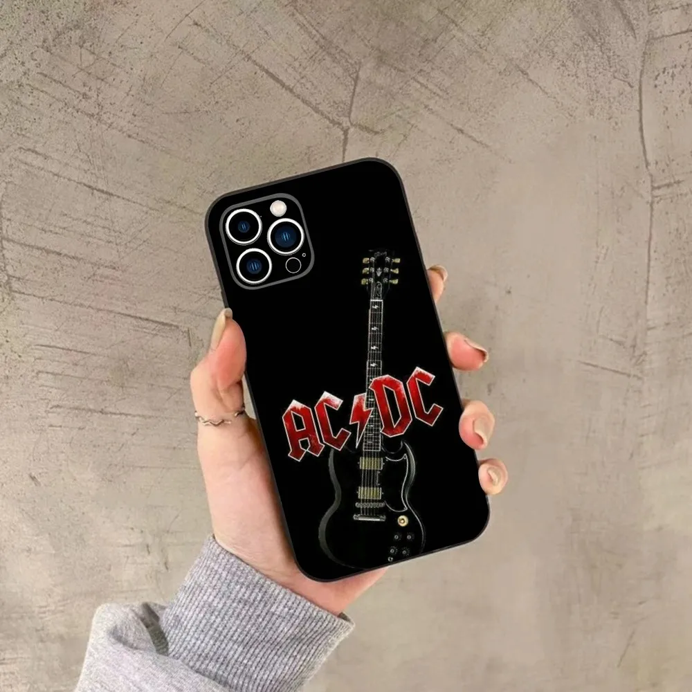 Capa de telefone artística com design legal A-acdc-S para iPhone 15,14,13,12,11,Plus,Pro Max, XS, X, XR, SE, Mini, 8,7 Capa preta de silicone macio