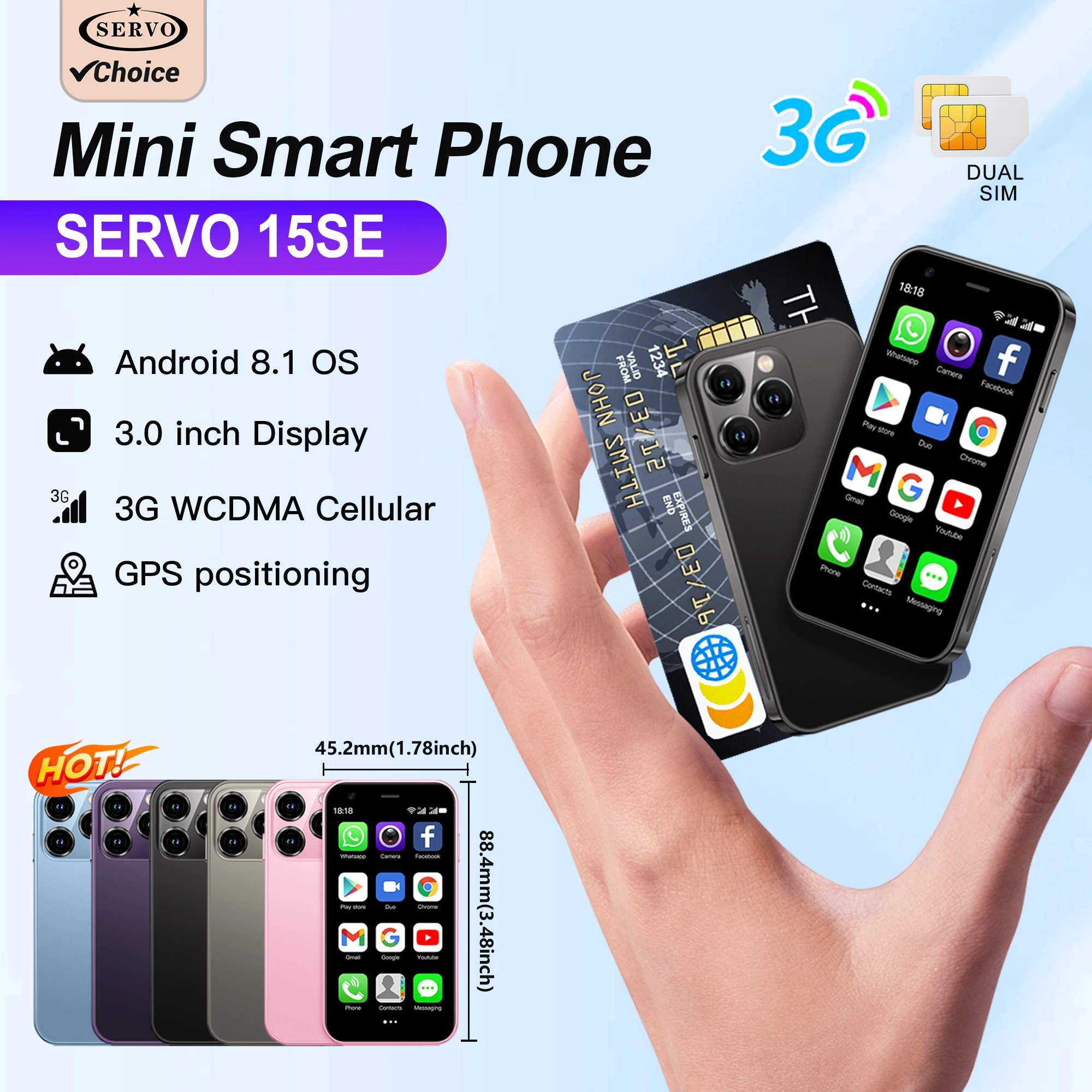 SERVO Android Mini Smartphone 3G WCDMA Cellular 3