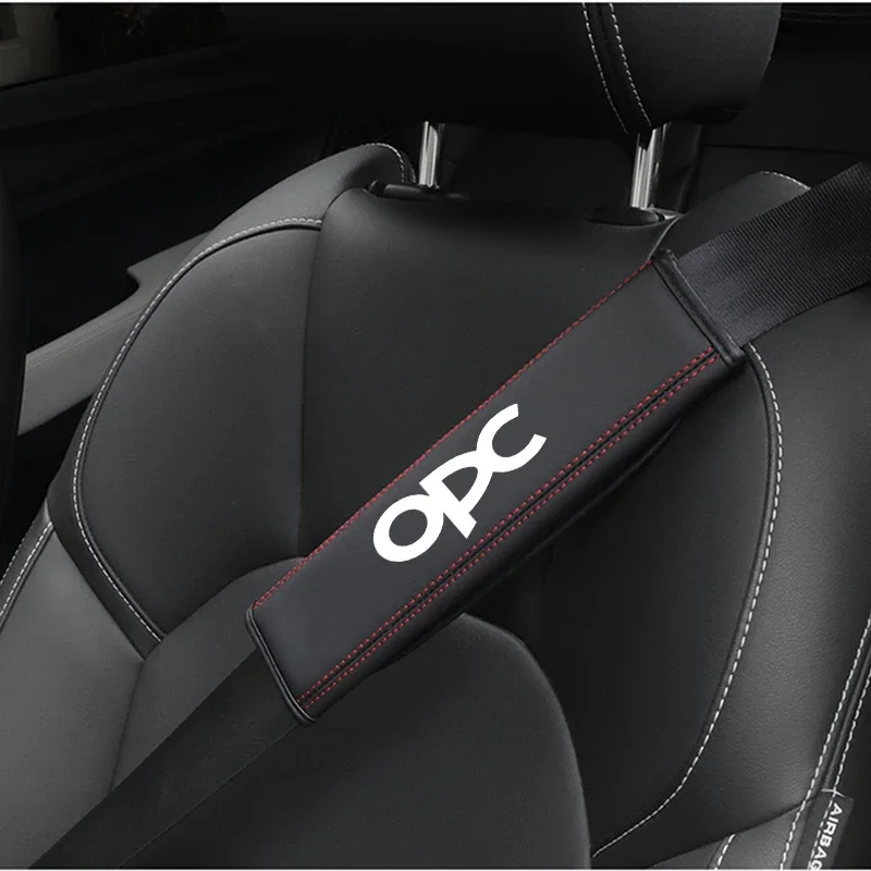 For Opel OPC Astra H G J Insignia Mokka Zaf 1pc Cowhide Car Interior Seat Belt Protector Cover for Opel OPC car Auto Accessories