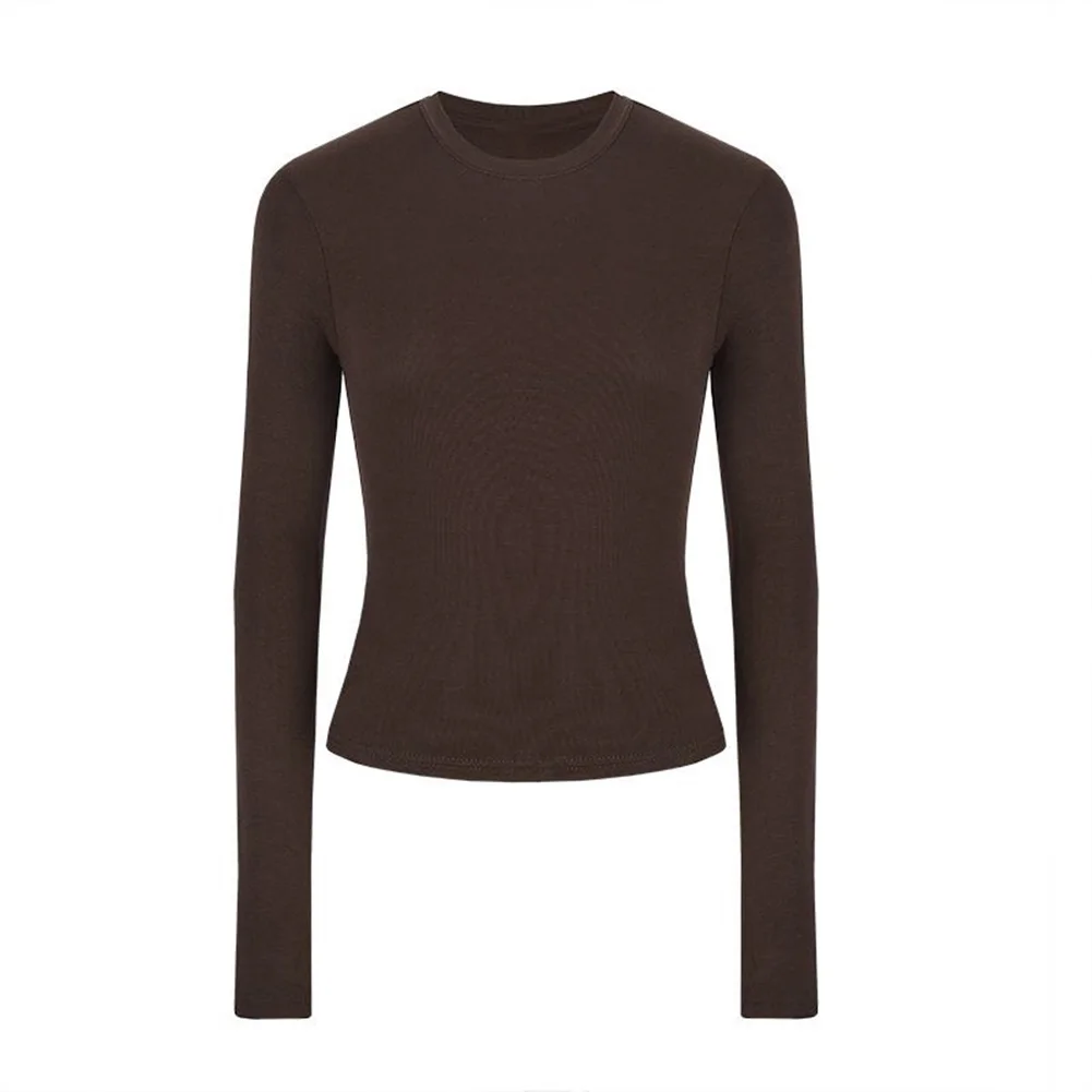 Blus Lengan Panjang Kasual untuk Wanita Atasan Olahraga Slim Fit Cepat Kering Kebugaran Yoga Kaos Dalam Jalanan Tee Pullover