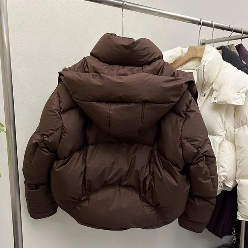 Women's Down Cotton Jacket Winter New Loose Hooded Parkas Female Coat Korean Short Thick Warm Cotton Padded Outerwear Ladies Top