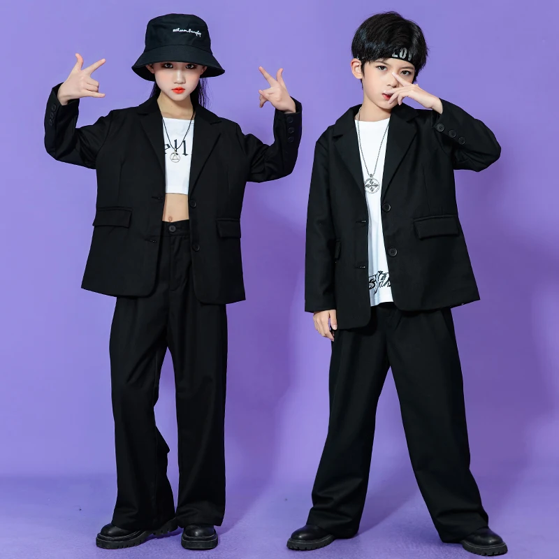 

Teen Kids Clothes Fashion Black Suit Hip Hop Dance Outfit Girls Jazz Performance Costume Concert Catwalk Clothing Boys BL8923