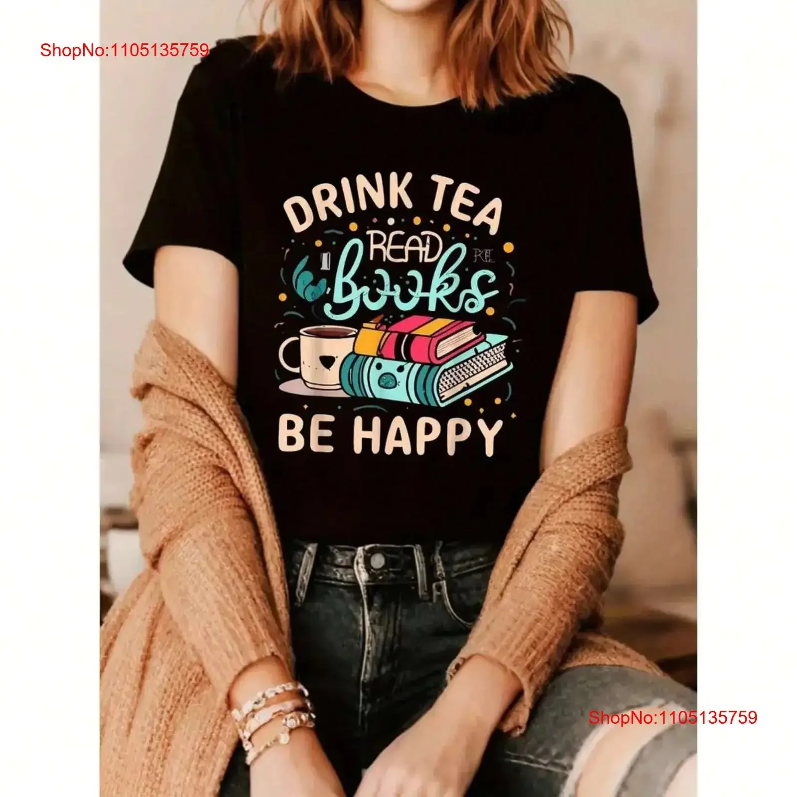 

Модная и повседневная женская футболка, подходящая для любителей чтения, винтажная стираная модная уличная одежда, топ для повседневной носки