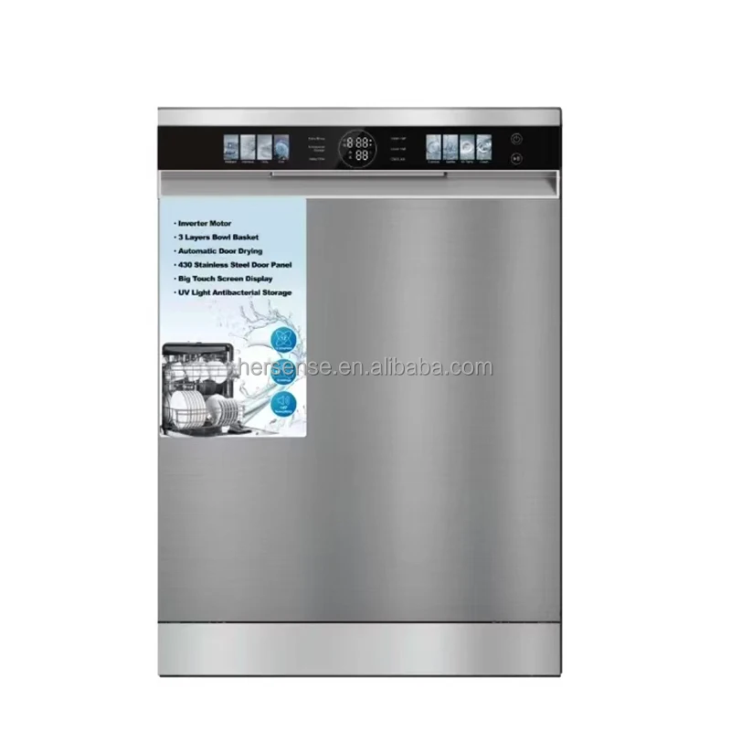 Silver Stainless Steel Dishwasher Wash and Dry For Home 16 Sets Load Dishes Washing Machine Professional Kitchen Appliances