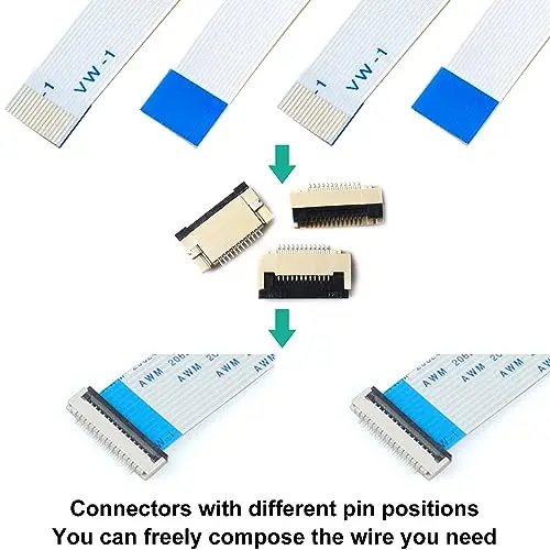 0.5mm Flexible Flat Cable Connectors Kit, 4/6/8/10/12/14/16/20/30/40Pin FFC FPC Ribbon Sockets Connector (0.5mm-RS-Kit)