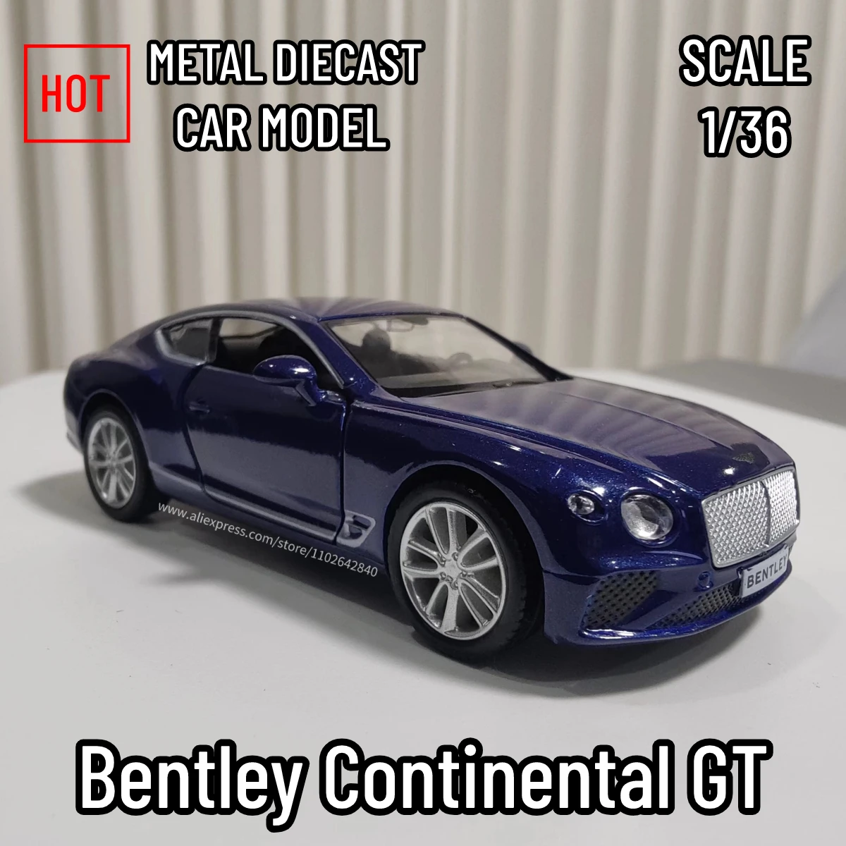 Bentley Continental GT Replica 1:36 Scale Car Model Metal Diecast Vehicle Miniature Art Figure Home Office Decorative Ornament