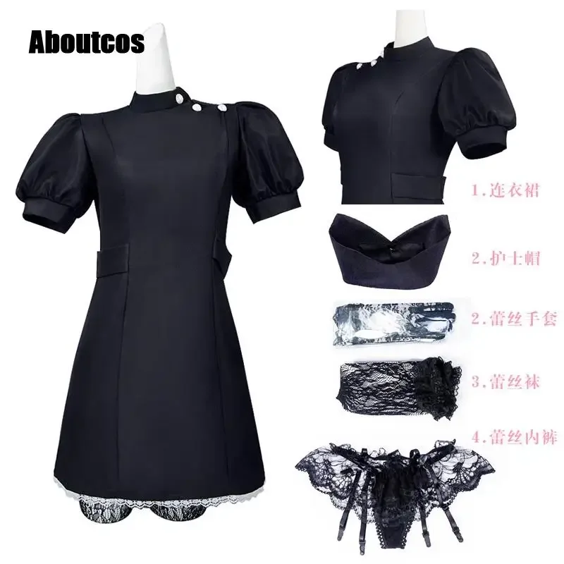2025 New Aboutcos My -Up Darling Marin Kitagawa Cosplay Costume Uniform Kuroe Shizuku Black White Nurse Dress RER23 RQR78
