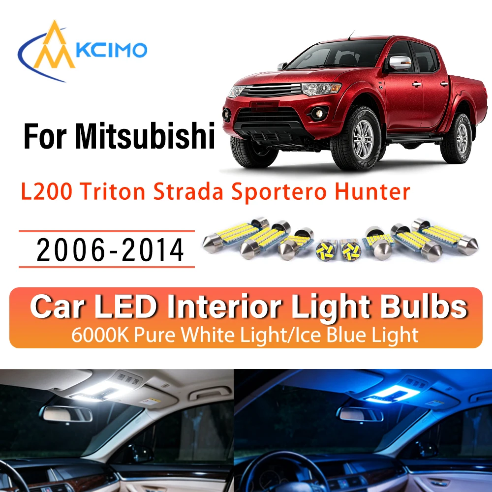 Ambient Premium LED Interior Lights For Mitsubishi L200 Triton Strada Sportero Hunter 2006-2014, Blue Light, White Light Kit
