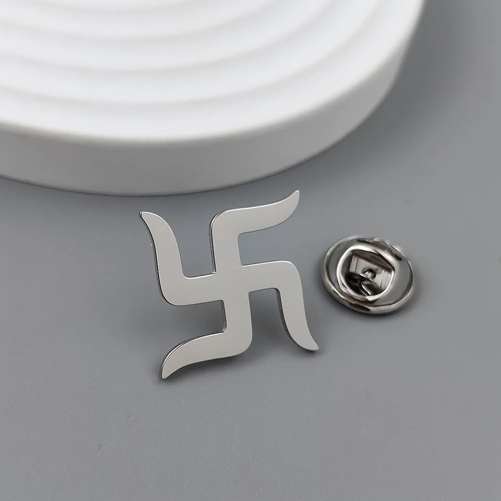 بروش مدون الموضة نفسه رمز "swastika" من الفولاذ المقاوم للصدأ دبوس طية صدر السترة عيار 18 قيراط، شارة حفل زفاف للرجال، جودة عالية مقاومة للماء