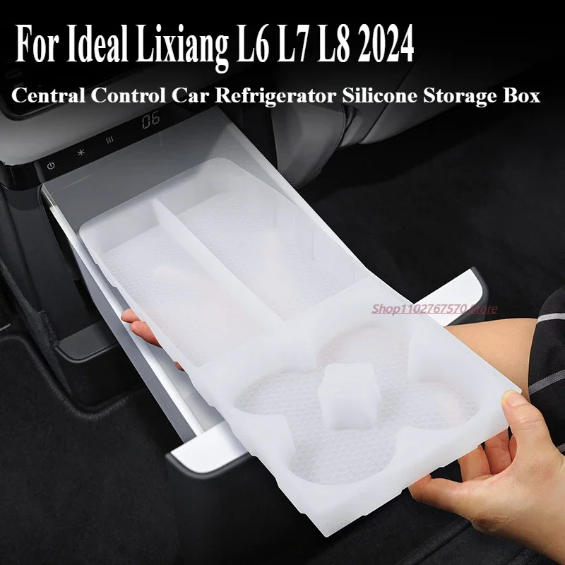 

For Ideal Lixiang Li L6 L7 L8 2024 Central Control Car Refrigerator Silicone Storage Box Tray Interior Decoration Accessories