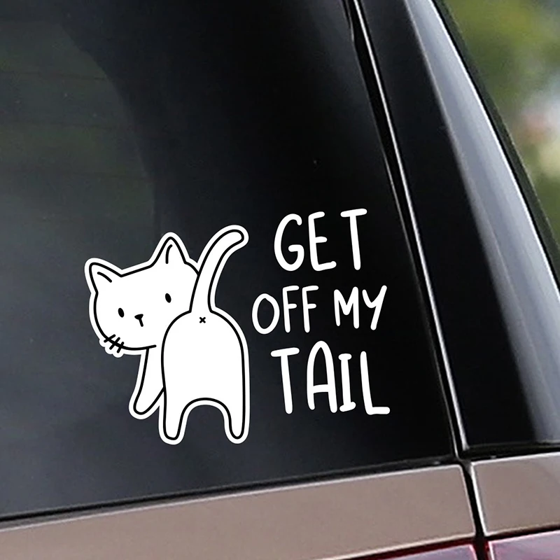 

Get Off My Tail Cat Cartoon Car Decals Vinyl Stickers Funny On Windows Bumpers For audi a6 c7,bmw e91,bmw f20,opel corsa d