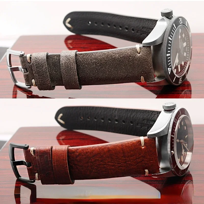 Vintage Genuine Leather Watch Strap for Montblanc Star 36969 4810 Time Walker 1858 Men\'s Watch Band 22mm