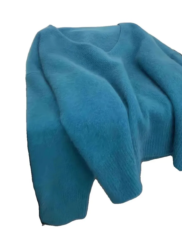 Loose Women's V-Ne Knitted Sweater Soft Bearskin Feel Autumn Winter Faion Sweet Sle Casual Comfortable Top Quali Sense