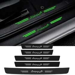 Luminous Carbon Fiber Car Door Sill Anti Kck Sticker Scuff Scratch for SEAT Arona Logo Threshold Decals Strip Protect Film