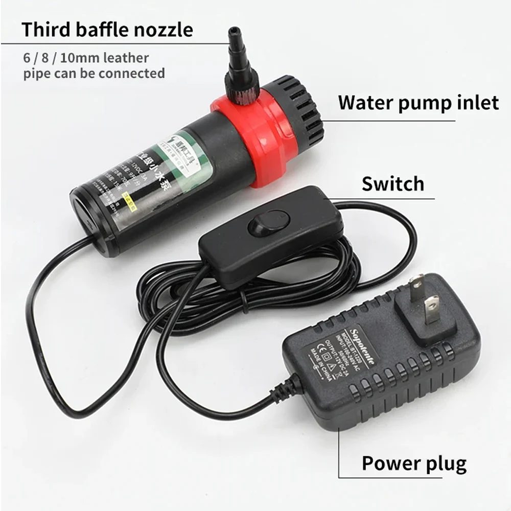 12V DC Mini Máy Bơm Chìm Nâng 10M/15M/20M Máy Bơm Nước 220V Micro Chìm Bơm Nước Động Cơ
