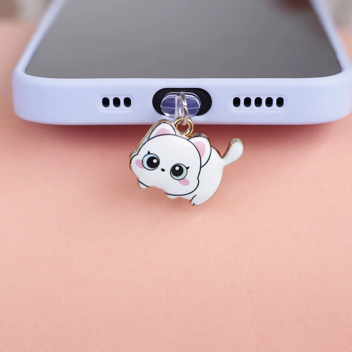 Niedlicher Katzen-Handy-Staubschutz-Anhänger in Mehrfarbig, aus Legierung, Zubehör-Dekoration für iPhone und Type-C-Anschlüsse, Geschenk-Lanyard – Detail 13