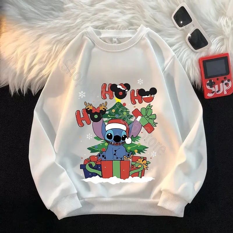 Lilo & Stitch Child Christmas Cute Sweatshirts Disney Boys Girls Winter Sweatshirt Anime Movie Graphic Print Warm Clothes Gifts